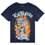 Ed Hardy Men's Tiger Flame Sun Fade Short Sleeve Boxy T-Shirt ThatShoeStore