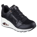 Skechers Women's 177526 UNO Wedge Everything Nice Black Air-Cooled Memory Foam Skech-Air Casual Shoes ThatShoeStore