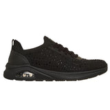 Skechers Women's 190175 Relaxed Fit Arch Fit UNO Starla Black Stretch Fit Air Cooled Memory Foam Casual Shoes ThatShoeStore