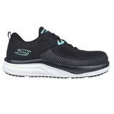 Skechers Men's 200199 Jevion Black White Safety Toe Metal Free Work Shoes ThatShoeStore