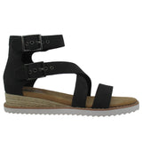 Skechers Women's 114124 BOBS Desert Kiss Sun Dipped Black Gladiator Sandals ThatShoeStore