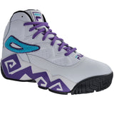 Fila Men's  1BM01089-148 MB Chenille Jamal Mashburn White Bluefish Electric Purple Retro Basketball Shoes ThatShoeStore