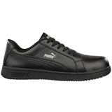 Puma Women's 640105 Iconic Leather Low Composite Safety Toe Metal Free Black Work Shoes ThatShoeStore
